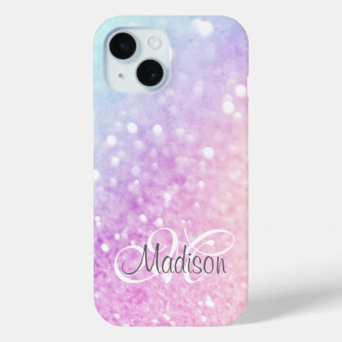 Custom Colorful Glitter Iridescent Elegant iPhone 15 Case