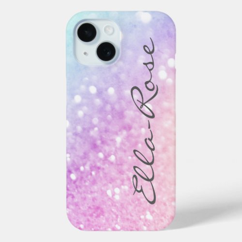 Custom Colorful Glitter Iridescent Elegant iPhone 15 Case