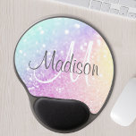 Custom Colorful Glitter Iridescent Elegant Gel Mouse Pad<br><div class="desc">Easily personalize this elegant colorful bokeh glitter pattern with your custom name and/or monogram.</div>