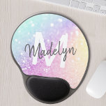 Custom Colorful Glitter Iridescent Elegant Gel Mouse Pad<br><div class="desc">Easily personalize this elegant colorful bokeh glitter pattern with your custom name and/or monogram.</div>
