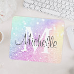 Custom Colorful Glitter Iridescent Elegant Mouse Pad<br><div class="desc">Easily personalize this elegant colorful bokeh glitter pattern with your custom name and/or monogram.</div>