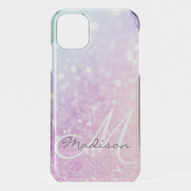 Custom Colorful Glitter Iridescent Elegant Uncommon iPhone Case (Back)