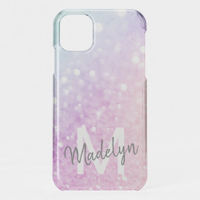 Custom Colorful Glitter Iridescent Elegant Uncommon iPhone Case (Back)