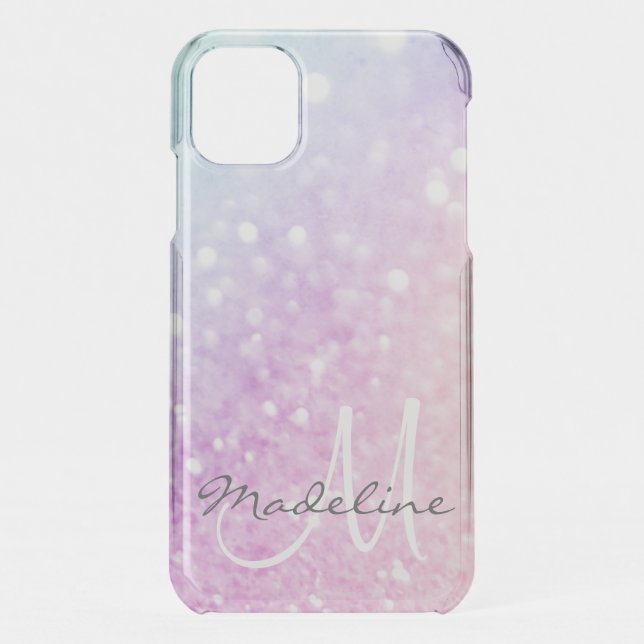 Custom Colorful Glitter Iridescent Elegant Uncommon iPhone Case (Back)