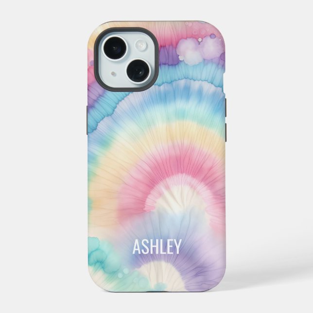 Custom Colorful Groovy Tie Dye Pattern Iphone Case (Back)
