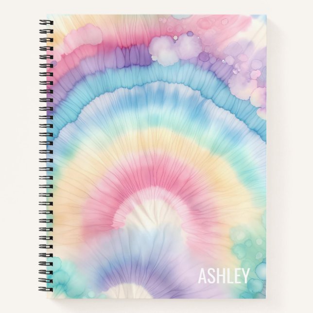 Custom Colorful Groovy Tie Dye Pattern Notebook (Front)