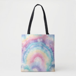 Custom Colorful Groovy Tie Dye Pattern Tote Bag