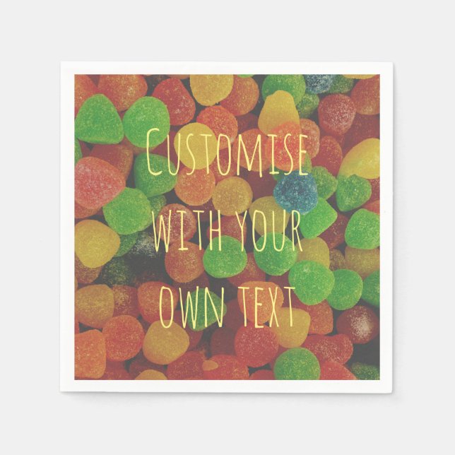 Custom Colorful Gumdrops Candy Paper Napkins (Front)