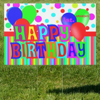 Custom Colorful Happy Birthday Sign by CustomizePersonalize at Zazzle