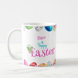 Custom Colorful Happy Easter Eggs Coffee Mug