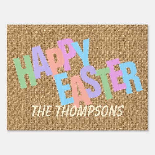 Custom Colorful Happy Easter Retro Script Sign