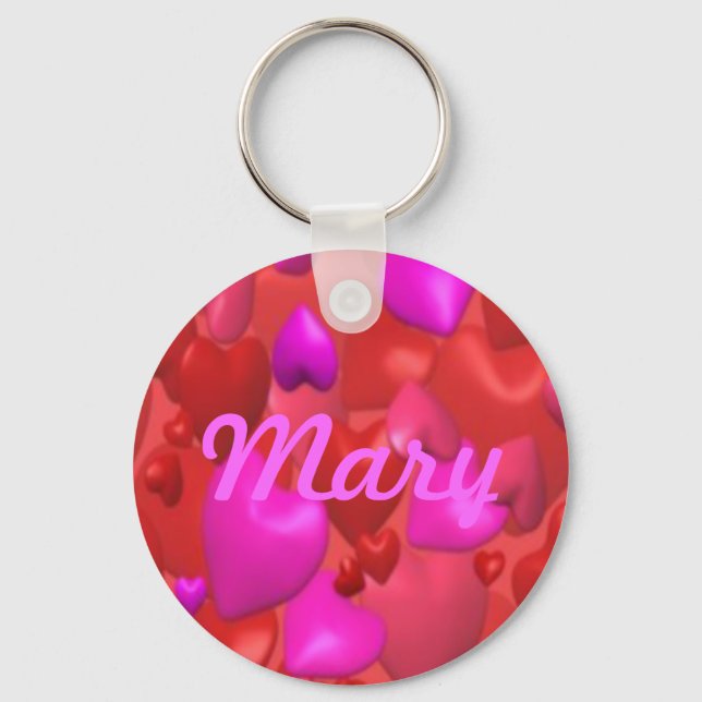 Custom Colorful Hearts Key Chain (Front)