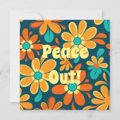 Custom Colorful Hippie Style Peace Out Groovy Holiday Card