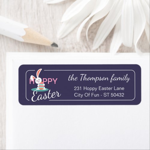Custom Colorful Hoppy Easter Bunny Pattern Label