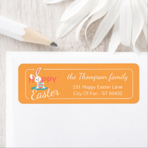 Custom Colorful Hoppy Easter Bunny Pattern Label