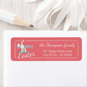 Custom Colorful Hoppy Easter Bunny Pattern Label