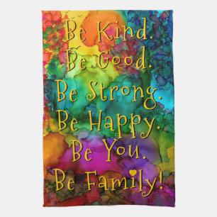 Custom Colorful Inspirational Words Kitchen Towel