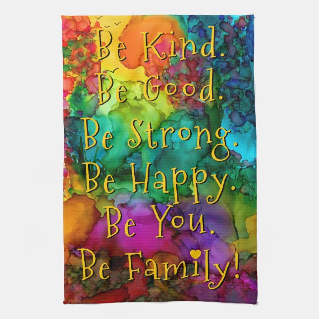Custom Colorful Inspirational Words Kitchen Towel (Vertical)