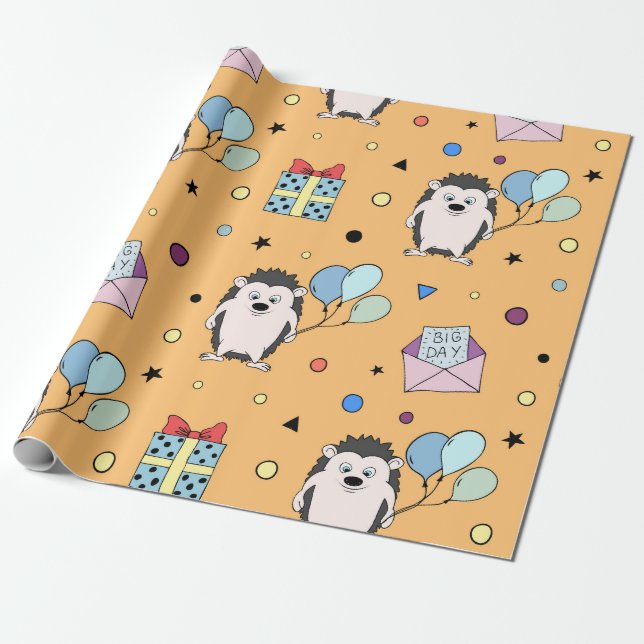 Custom Colorful Kid Birthday Wrapping Paper (Unrolled)