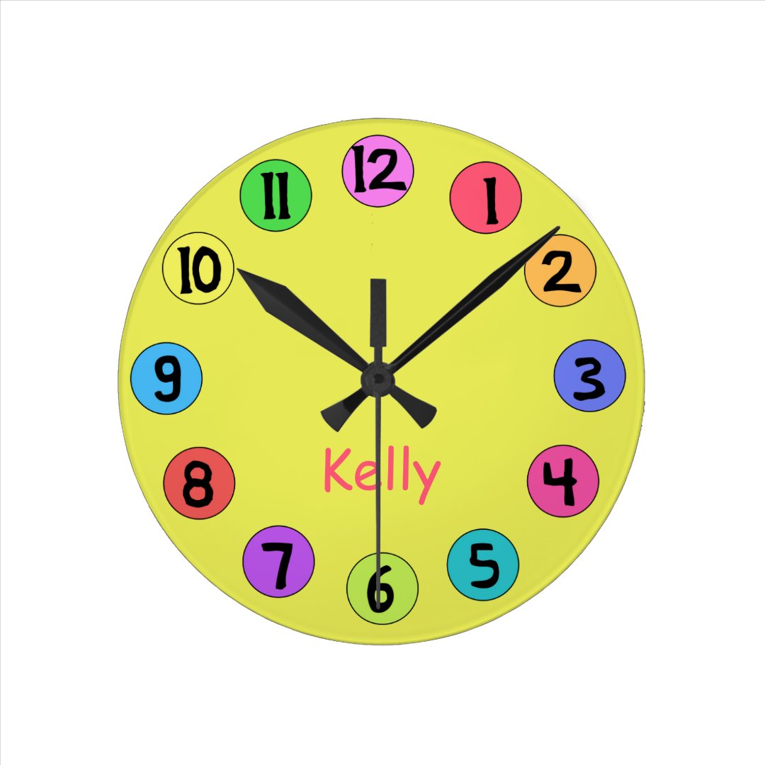 Custom Colorful Kids Big Number Clock Zazzle