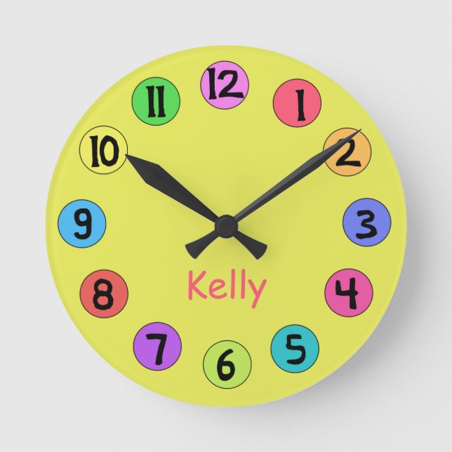 Custom Colorful Kids Big Number Clock (Front)