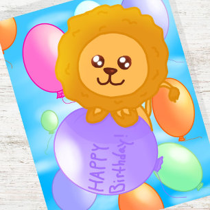 Custom Colorful Lion Themed Birthday Card