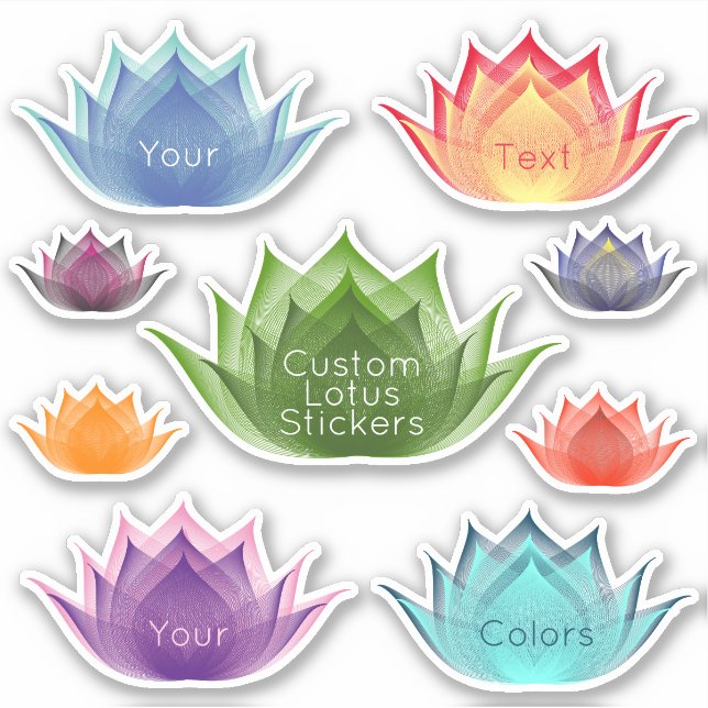 Custom Colorful Lotus Flowers Art Elegant Template Sticker (Front)