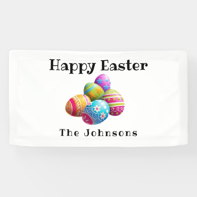 Custom Colorful Modern Egg Hunt Happy Easter  Banner (Horizontal)