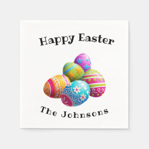 Custom Colorful Modern Egg Hunt Happy Easter Napkins