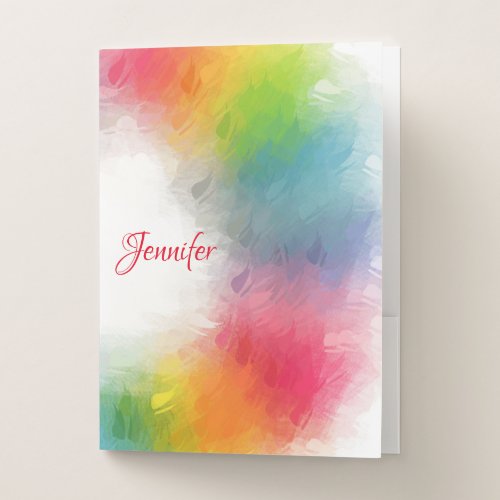 Custom Colorful Modern Elegant Rainbow Colors Pocket Folder
