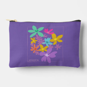 custom colorful modern floral pretty feminine accessory pouch