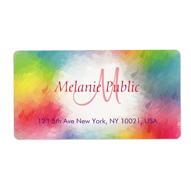 Custom Colorful Modern Rainbow Monogram Template Label (Front)