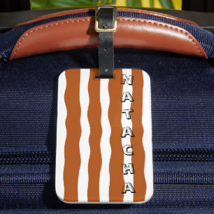 Custom colorful modern wavevy brown white chic luggage tag