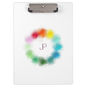 Custom Colorful Monogram Modern Elegant Template Clipboard