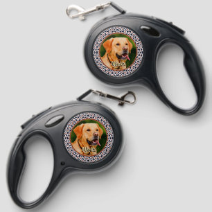 Custom Colorful Mosaic Pattern Dog Photo Retractable Pet Leash