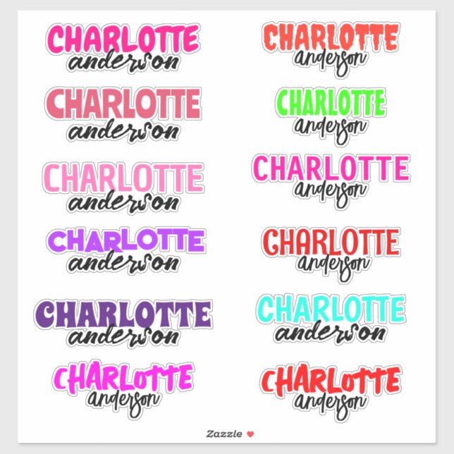 Custom Colorful Name Girly School Vinyl Sticker  (Sheet)