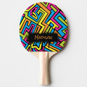 Custom Colorful Neon Graffiti Table Tennis Ping Pong Paddle