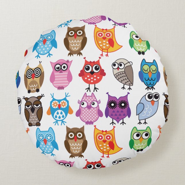 Custom Colorful Owl Pillow (Back)