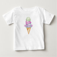 Custom Colorful Painted Ice Cream Cone With Name
