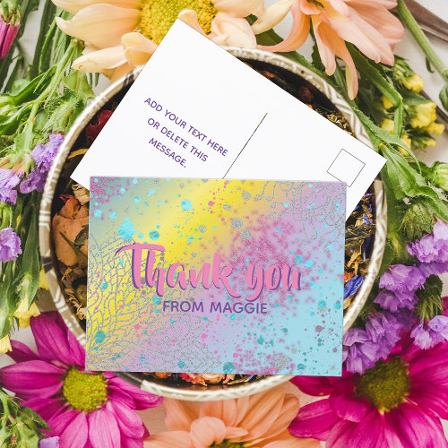 Custom Colorful Pastel Rainbow Artistic Thank You