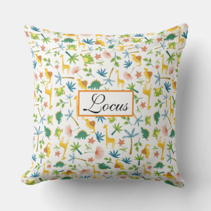 Custom colorful pattern safari giraffe cute white throw pillow