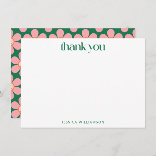Custom Colorful Peace Floral Green Bridal Shower  Thank You Card
