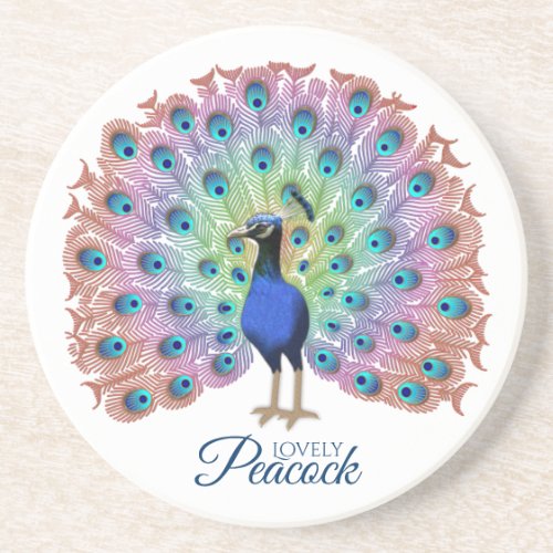 Custom Colorful Peacock Coaster