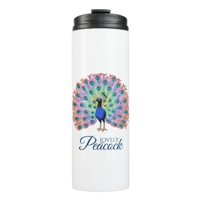 Custom Colorful Peacock Thermal Tumbler (Front)