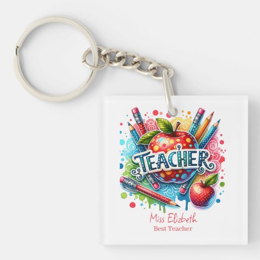 Custom Colorful Pencil Apple Teacher Appreciation