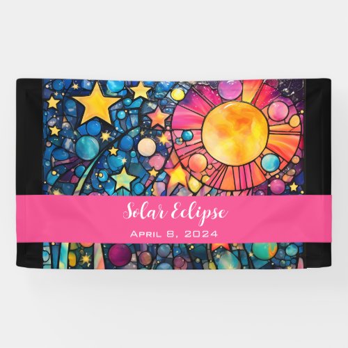 Custom Colorful Pink Solar Eclipse Party  Banner