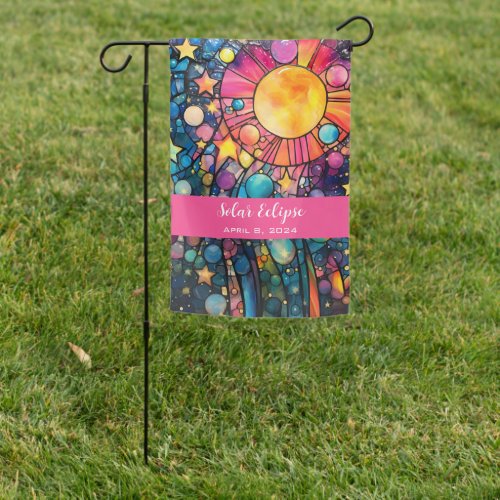 Custom Colorful Pink Solar Eclipse Party  Garden Flag