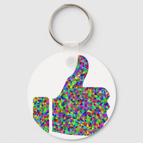 Custom Colorful Prismatic Thumbs Up Keychain