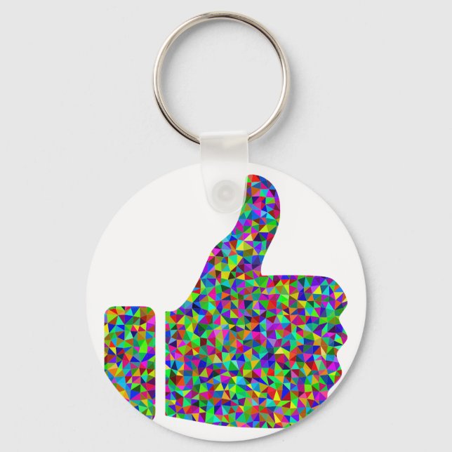 Custom Colorful Prismatic Thumbs Up Keychain (Front)