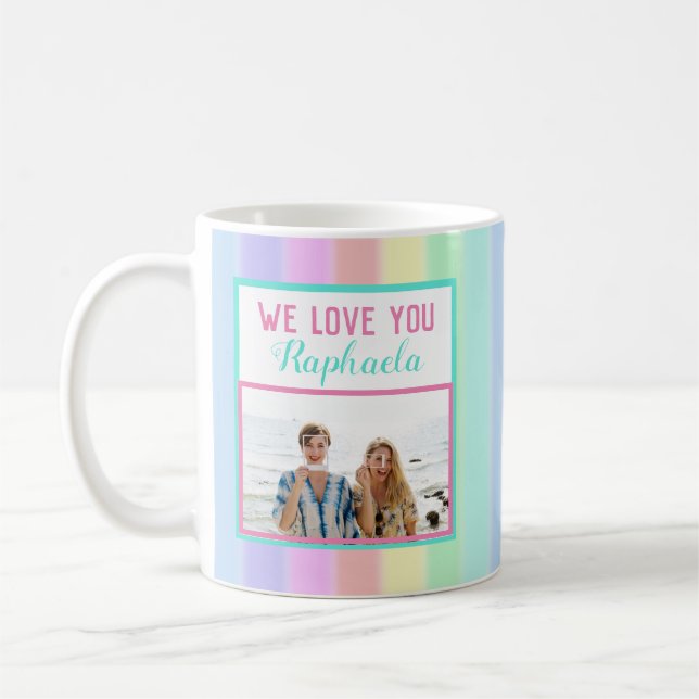 Custom Colorful Rainbow Best Friend Photo Coffee Mug (Left)